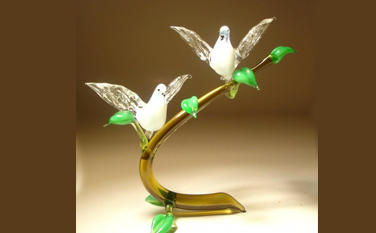 unique Gift Blown Glass dove on branch