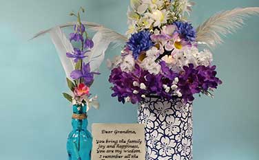 Floral Arrangements and personalized message Scroll