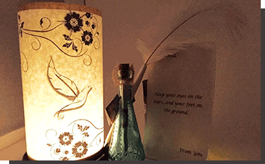 Personalized Message in a bottle Dove Lantern and Featherpen